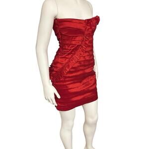 City Triangle Women 13 Mini Dress Red Taffeta Party Event HOCO Stretch Glam Y2K